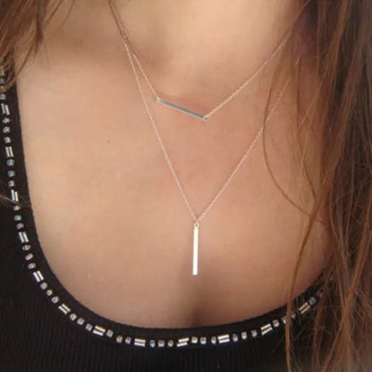 Double  Bar Horizontal Lariat Drop Necklace also in Fill  Sterling Silver