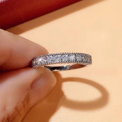 Women Ring 925 Sterling Silver Plated Micro Inlay Cubic Zirconia Ring Bridal Romantic Wedding Eternity Jewelry Anniversary Gift - WORLD TIME VISITS