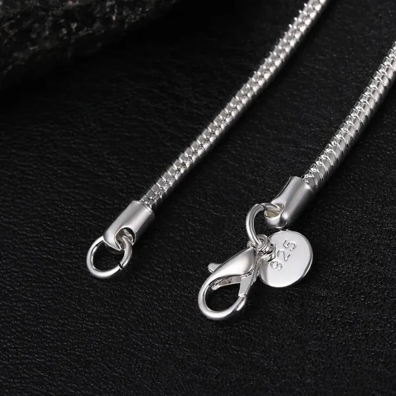 2MM Silver Round Snake Chain Necklace Solid Silver Chain for Pendants Flexible 925 Snake Chain Jewelry