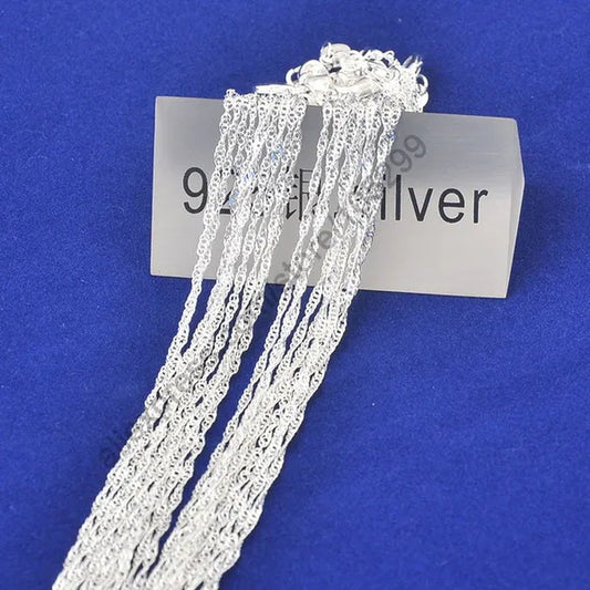 Fine Nice Wholesale 10Pcs Chain 30" 925 Pure Solid Sterling Silver Jewelry Water Wave Necklace Chains with Lobster Clasps