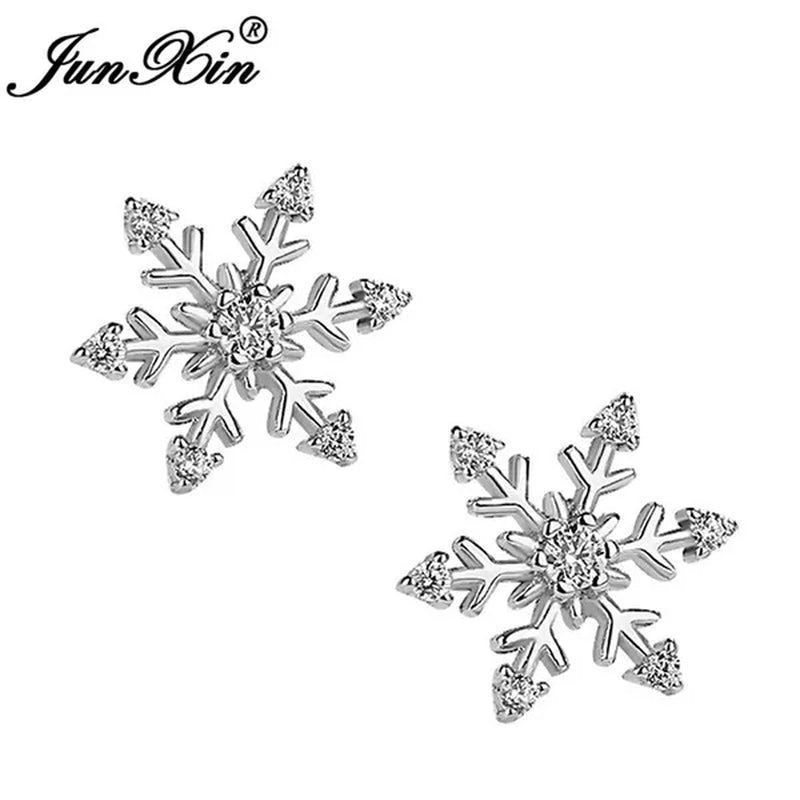 Junxin Fashion Earrings New Exquisite Girls Earing Full Diamond Snowflakes Stud Earrings for Women Engagement Band Wedding Jewelry Earrings - WORLD TIME VISITS