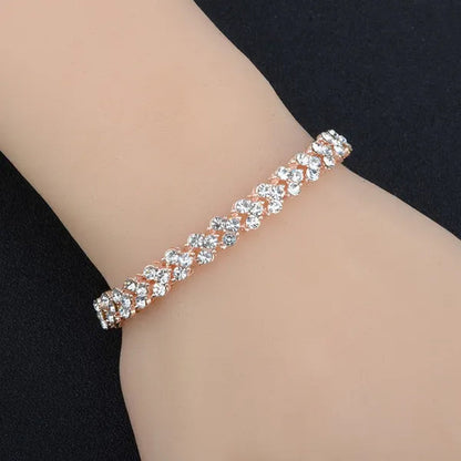 Hip Hop Bling Iced Out Cubic Zirconia Charm Bracelet Gold Silver Tennis Chain Bracelets Women 3 Row Link Chain Jewelry