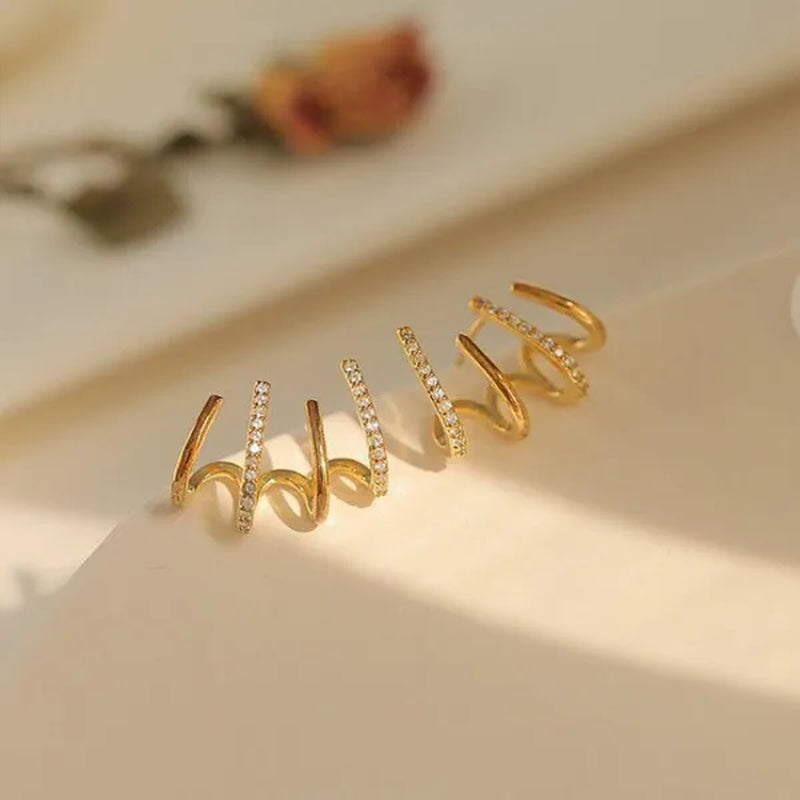 Shiny Four-Claw Earrings Ladies Exquisite Zircon Earrings Girls Birthday Party Wedding Temperament Earrings Niche High-End Earrings