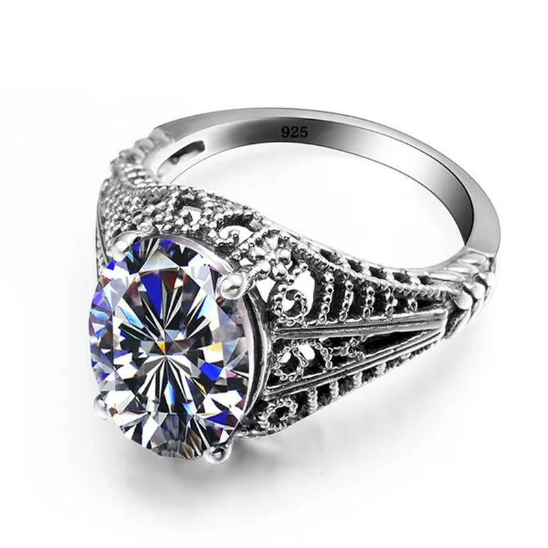 Edward Antique Semi-Precious Stone Wedding Rings for Women Solid 925 Sterling Silver Created Zircon Crystals Rings Female Anel