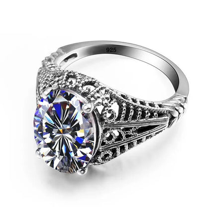 Edward Antique Semi-Precious Stone Wedding Rings for Women Solid 925 Sterling Silver Created Zircon Crystals Rings Female Anel