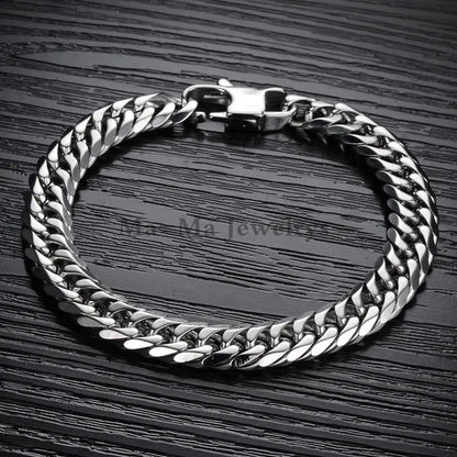 16/19/21Mm Heavy Stainless Steel Bracelet or Necklace Silver Cuban Curb Chain Bracelet Bangle 7"-11" Necklace 16"-24"