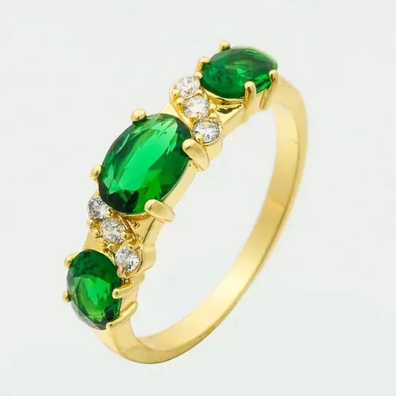 Natural 2.32CT Emerald Diamond 14K Yellow Gold Ring Size 6-11
