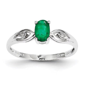 14K White Gold Emerald Diamond Ring
