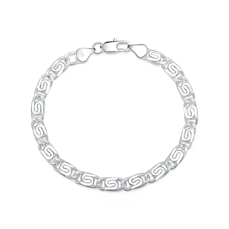 Fashion Beautiful 925 Silver Solid Bracelet for Women Men Chain Charm Classic Wedding Gift High Quality Jewelry