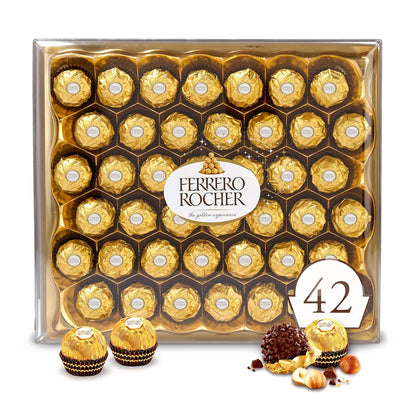 , 42 Count, Gourmet Milk Chocolate Hazelnut, Chocolate Gift Box, Individually Wrapped, 18.5 Oz
