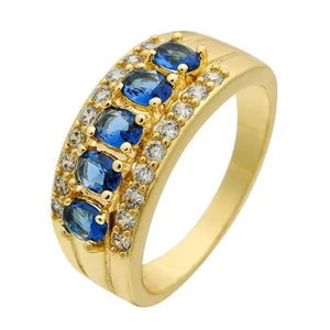 Natural 2.95CT Ruby/Emerald/Sapphire/Alexandrite/White Diamond 14K Yellow Gold Ring Size 6-11