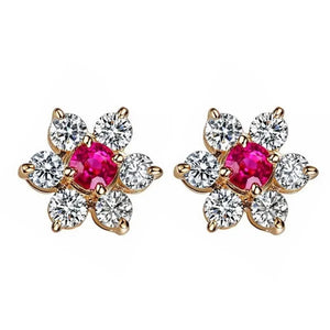 lady 18k white gold plated ruby snowflake ear studs AAAA zircon 925 silver women proposal earrings birthday party fashion jewelry