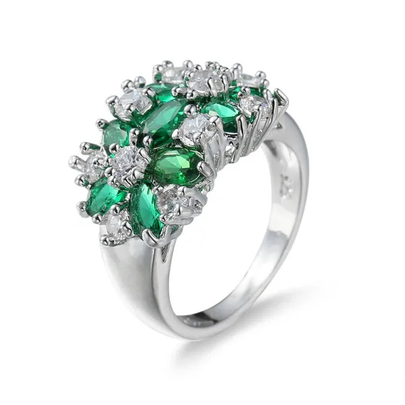 Fashion women 925 sterling  silver sapphire & white topaz gemstones Rings Size 6 7 8 9 10
