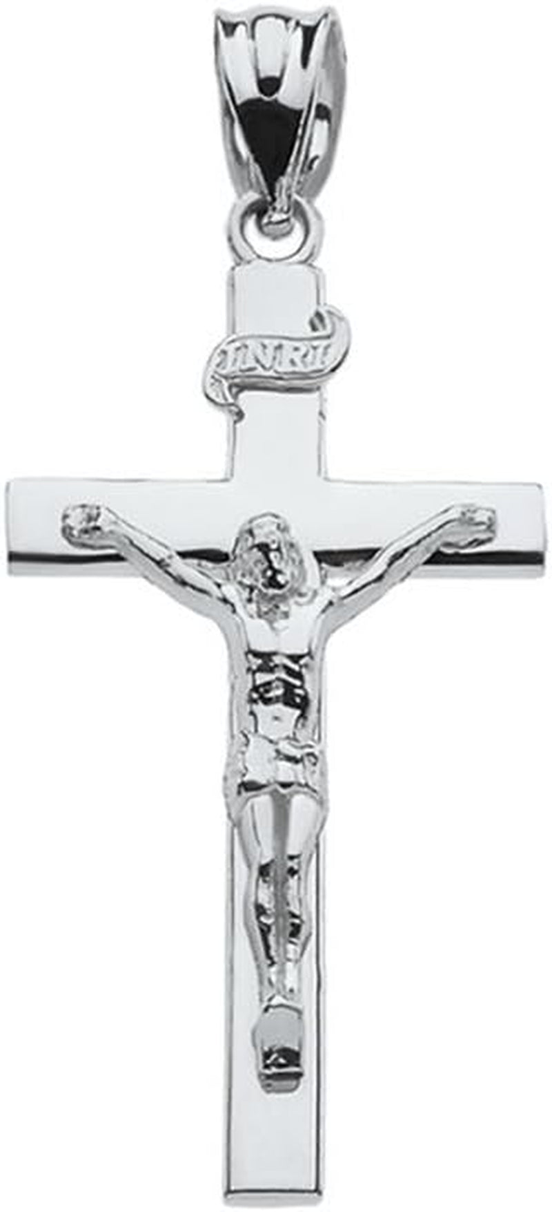 Religious Jewelry .925 Sterling Silver 1-1/4 INRI Crucifix Cross Pendant Charm