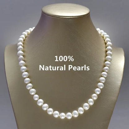 Genuine 8-9MM Nearly round Natural Freshwater Pearl Necklace for Women Birthday Gifts Fine Jewelry