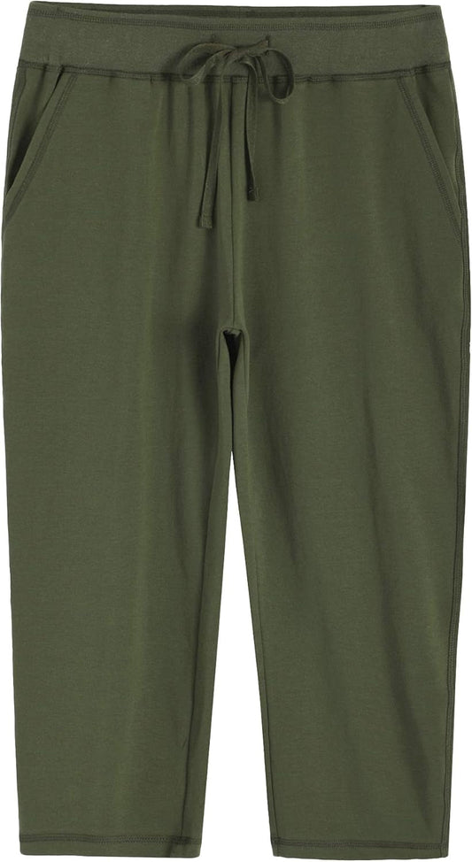 Women'S Knit Sweatpants Capri Pants with Pockets