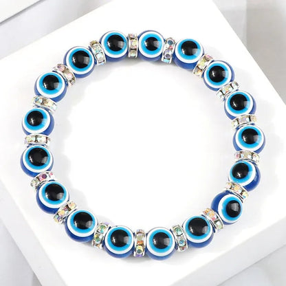 New Fashion Crystal Turkish Lucky Evil Eye Bracelets Blue Evil Eye Bead Bracelet Men Women Handmade Lucky Jewelry Charm Bracelet Female Dropshipping