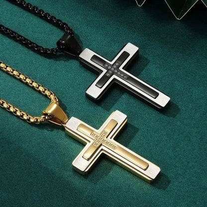 Luxury Fashion Creative Men's Diamond Cross Necklace Diamond Cross Pendant Amulet Pendant Hip-hop Necklace Men's Religious Cross Jewelry Party Anniversary Gift