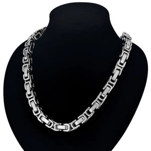 Hip Hop Vintage Silver 18K Gold Plated Chunky Men Titanium Stainless Steel Byzantine Box Necklace Chain 827