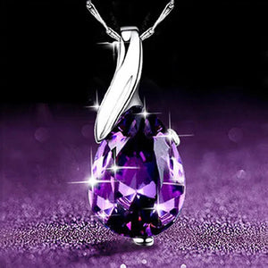 4 Styles High Quality New Arriving Women Charm Crystal Amethyst Diamond Pendant Necklace Exquisite Engagement Wedding Anniversary AAA Zircon Necklace Jewelry for Girlfriend Valentines Day Gifts