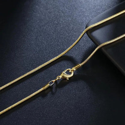 Fashion 925 Sterling Silver Italian Crafted 2MM Golden Snake Chain Necklace Minimalist DIY Chain Accessories