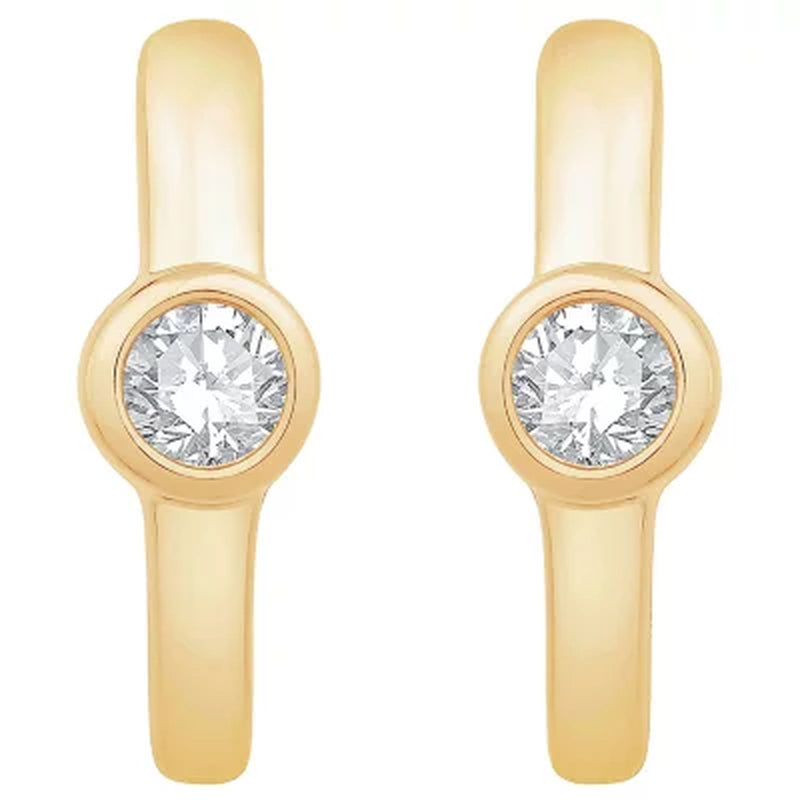 0.20 CT. TW. Diamond Bezel Huggie Hoop Earrings in 14K Gold