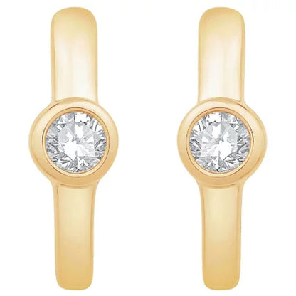 0.20 CT. TW. Diamond Bezel Huggie Hoop Earrings in 14K Gold