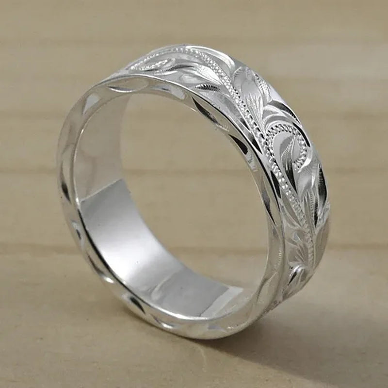 Personality Women's Fashion Exquisite Ring Carved Flower Jewelry for Women Stackable Rings Beautiful Ladies Proposal Engagement Party Accessories Elegant Bride Wedding Band Anniversary Gift Size 4-12 Bague Femme