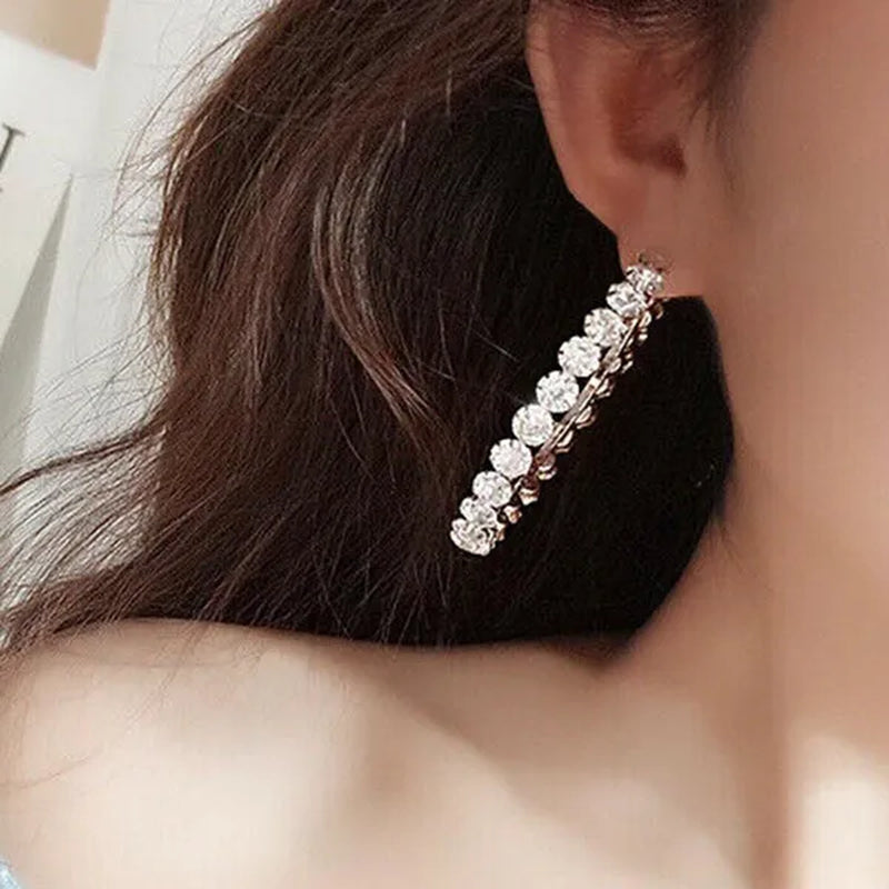 Fashion Silver Color Round Hoop Earrings for Women Romantic Bride Jewelry Wedding Accessories Party Gift