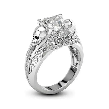 Exquisite Women's 925 Silver Plated Skull Ring Blue Crystal Punk Jewelry Gift Size 6-10 Arrow