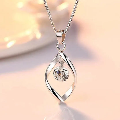 Exquisite Elegant Bridal Wedding Silver Plated Necklace for Women White Sapphire Teardrop Pendant Necklace