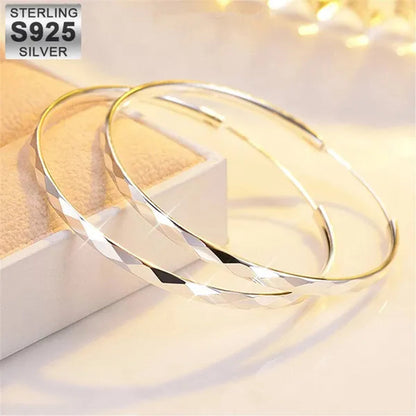 New 925 Sterling Silver Large Circle Hoop Earrings for Women Fashion Party Wedding Jewelry Gifts