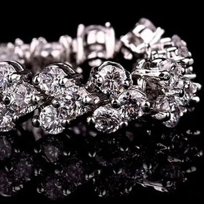 European and American Fashion Roman Style Women'S Zircon Bracelet Shiny Zircon Wedding Engagement Bracelet Valentine'S Day Anniversary Gift Birthday Party Jewelry