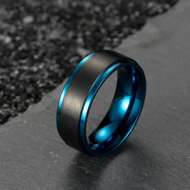 Sz6-12 His and Hers Couple Rings Wedding Engagement Rings Set Women's Aquamarine Black Gold Ring and Men's Titanium Steel Ring Jewelry