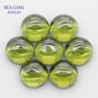 Peridot Cubic Zirconia Stone round Shape Cabochon Cut Flat Back Loose CZ Stone Synthetic Gems for Jewelry 4Mm 6Mm