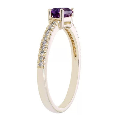 Amethyst and 0.10 CT. T.W. Diamond Ring in 14K Gold