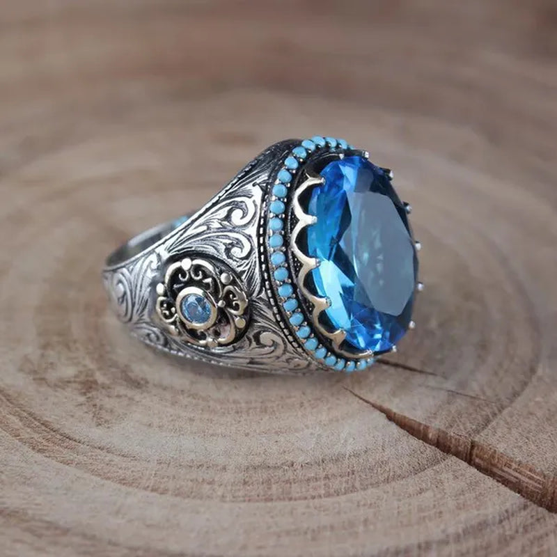 Men's Fashion Vintage  Ring Anniversary Gift Birthday Party Ring Groom Engagement Wedding High-end Jewelry Ring Size US5-14 Bague Homme