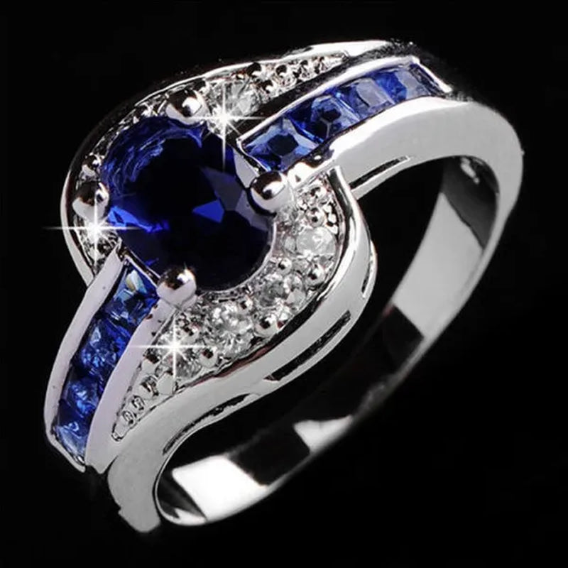 Blue Sapphire Women Men Engagement Rings Jewelry Size 7.8.9 10