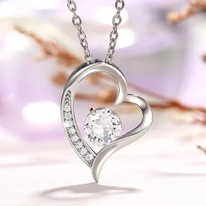 Delicate Ladies Clavicle Necklace Cubic Zircon Heart Pendant Necklace Bridal Wedding Necklace Jewelry