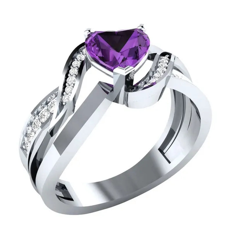 Natural Black Sapphire & Diamond Heart Cut Engagement Wedding 18 K White Gold Filled Ring