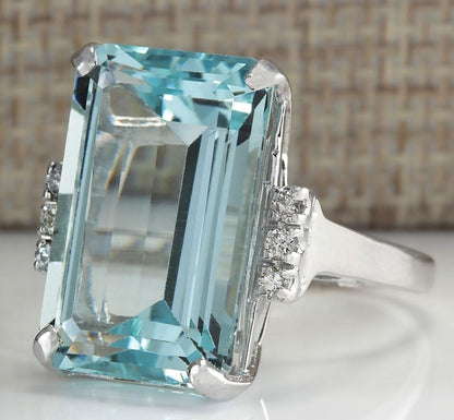 DOCCESTU Vintage Fashion Women 925 Silver Aquamarine Gemstone Ring Engagement Wedding Jewelry Size 5-11