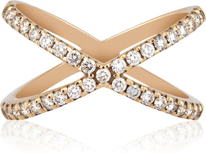 10KT Yellow Gold Criss Cross Lab-Grown Diamond Ring for Women, Fine Diamond Jewelry, Engagement, Gifts for Her, H,I Color, VS Clarity, 0.5 Carats