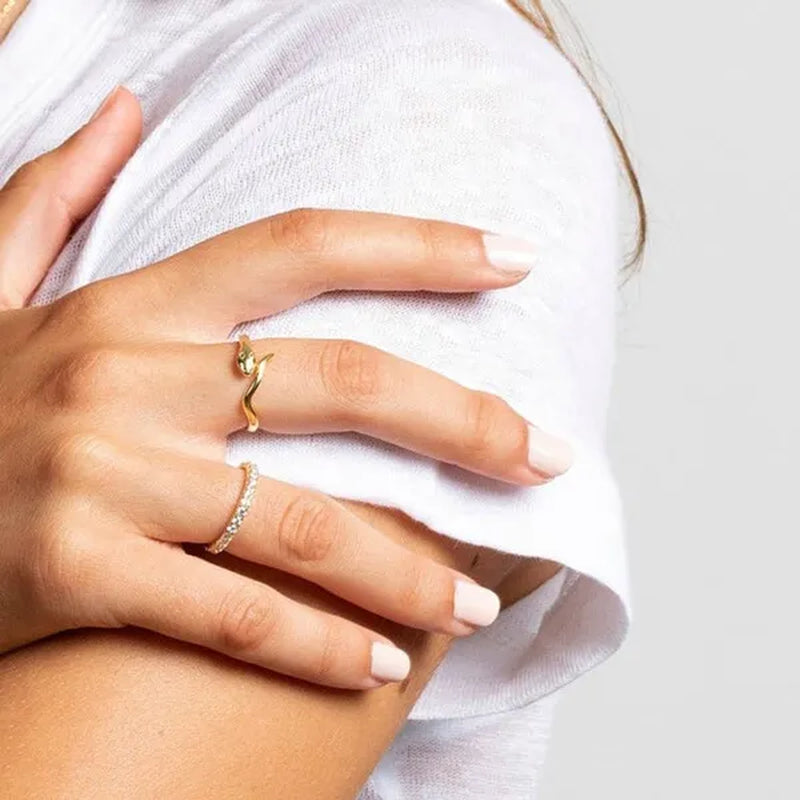 925 Sterling Silver Small Snake Open Rings Women Female'S Animal Adjustable Rings Girls' Gold Color Simple Wedding Jewelry