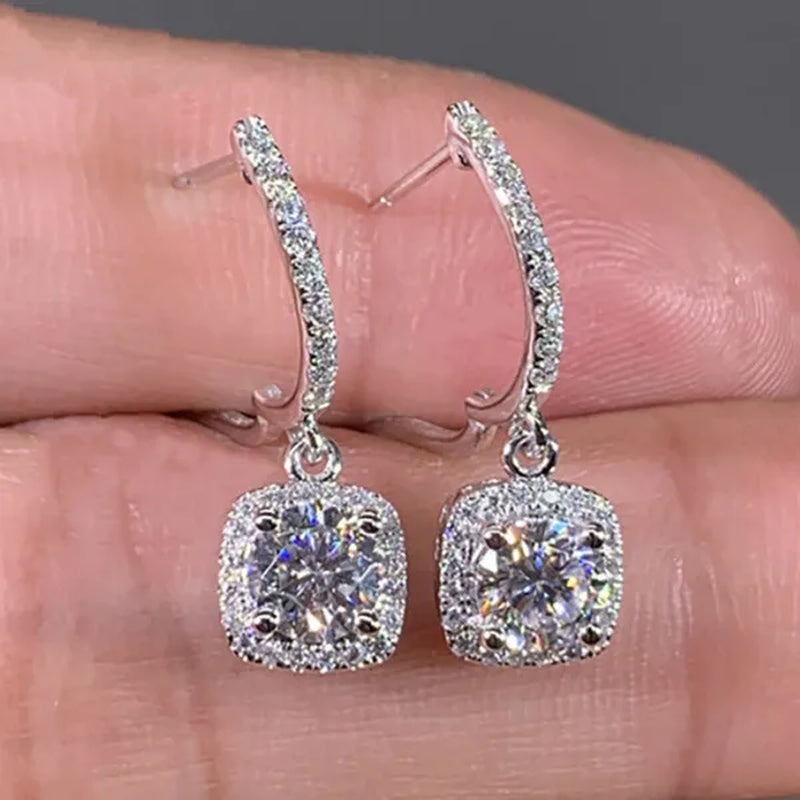 Luxury Elegant Exquisite Rose Gold Diamond Dangle Drop Earrings for Women Engagement Bridal Wedding Earrings Party Jewelry