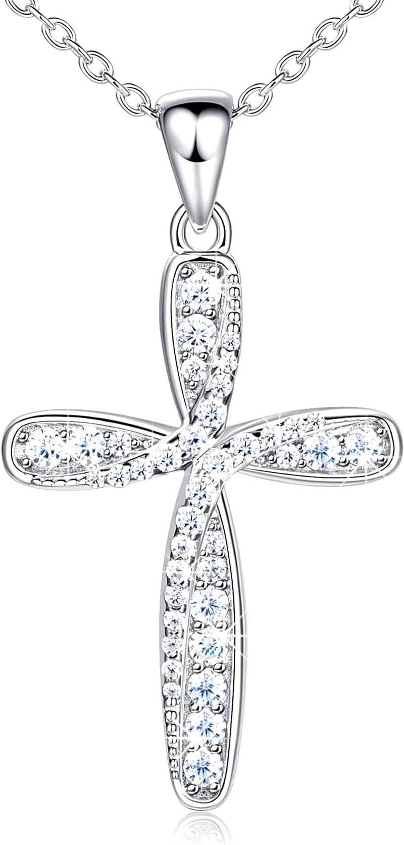 Necklaces for Women 925 Sterling Silver Heart Necklaces -  Infinity Love Platinum Plated Diamond Pendant 18", Silver, Cubic Zirconia