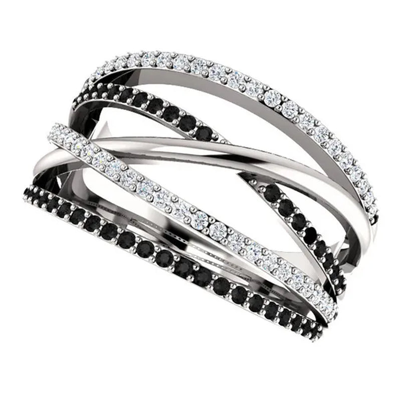 Natural Black Sapphire Diamond Ring Anniversary Gift Engagement Wedding Rings Jewelry Gift for Women Ladies Size 5 6 7 8 9 10