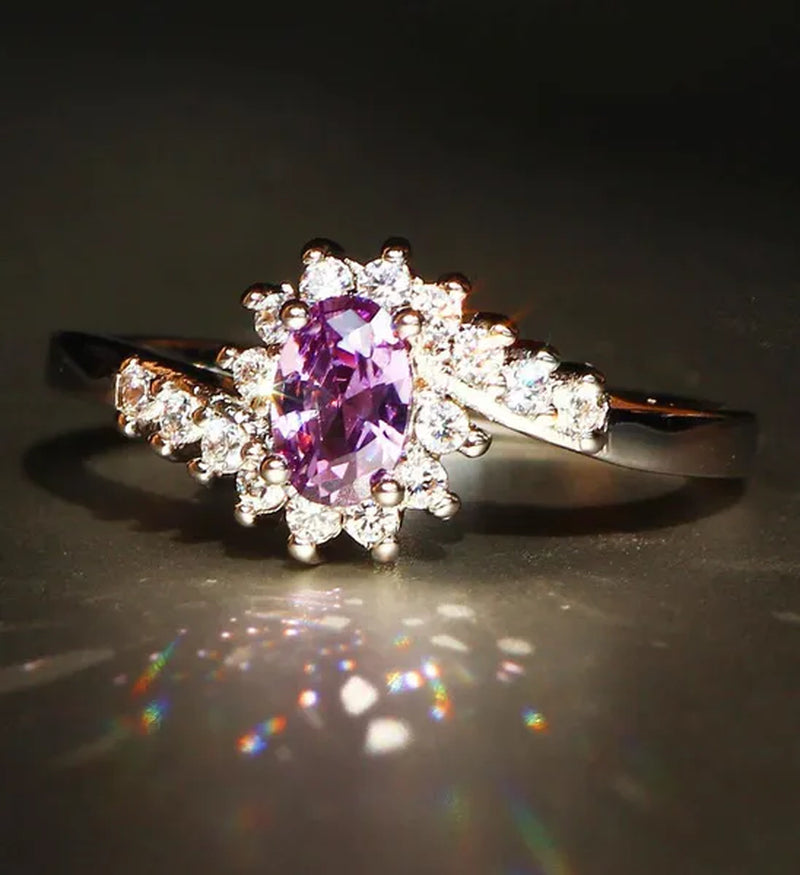 Exquisite  Silver Natural Sapphire Gemstones Opal Birthstone Bride Princess Wedding Engagement Strange Ring Size 6 7 8 9 10