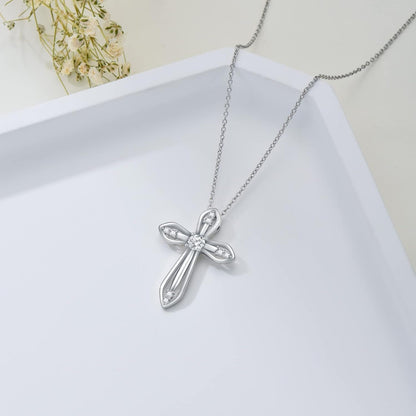 Moissanite Diamond Cross Necklace for Women,18K Gold Plated Sterling Silver Crucifix/Star of David Cross Pendant Necklace Faith Jewelry Anniversary Birthday Christmas Gift for Her Mom Wife, 18+2 Inch