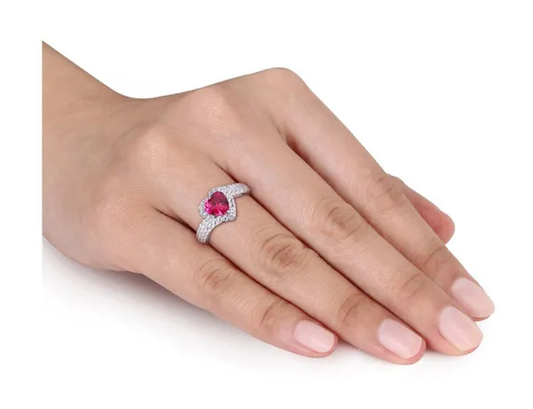 2.49 Carat (Ctw) Lab-Created Ruby and White Sapphire Ring in Sterling Silver