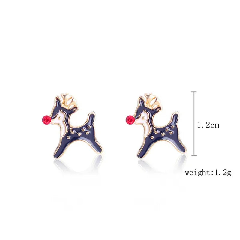 Christmas Jewelry with Diamond Snowflake Bell Christmas Earrings Christmas Tree Earrings Set Christmas Earrings Deer Stud Earrings